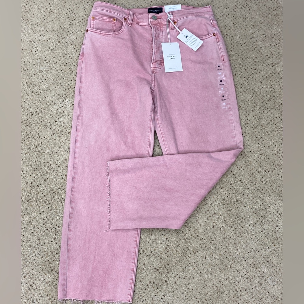 NEW Lucky Brand 90s Loose High Rise Crop Pink Jean Size 10/30